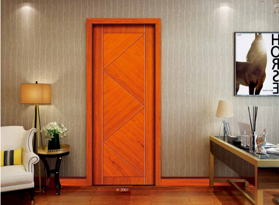 鑫順來X-2067雕花拼貼幾何圖型封閉漆修色實木復合烤漆門