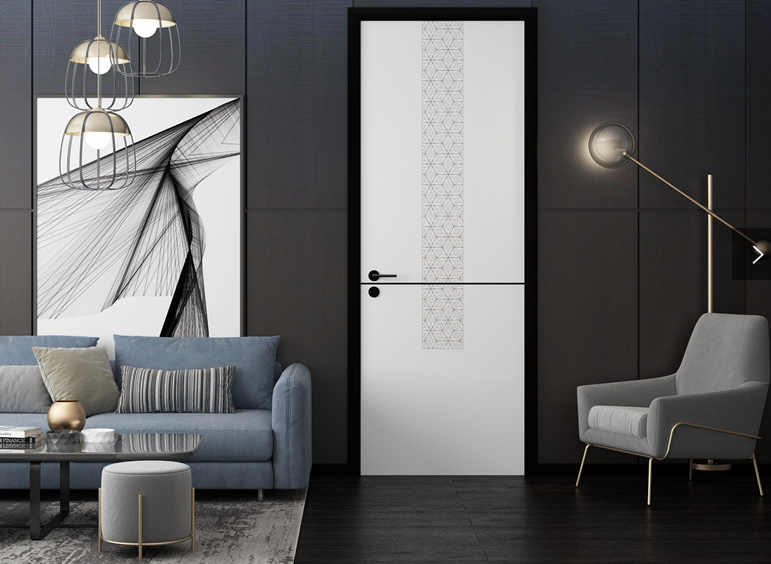 鑫順來X-4011黑白混搭實木烤漆門