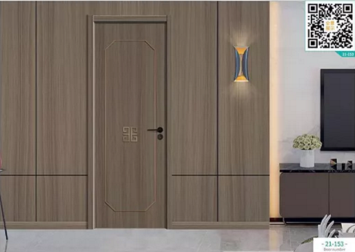 廠價新款鑫順來21-153掃碼輕奢鑲金屬條木門，掃二維碼看裝修風格