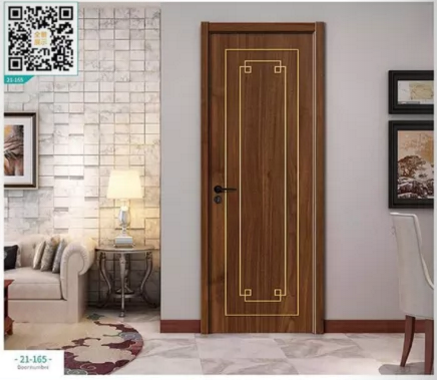 廠價新款鑫順來21-165掃碼輕奢鑲金屬條木門，掃二維碼看裝修風格