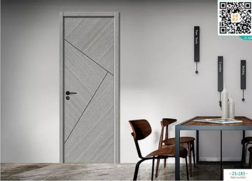 廠價(jià)新款鑫順來21-183掃碼輕奢拼貼鑲金屬條木門,掃二維碼看裝修風(fēng)格