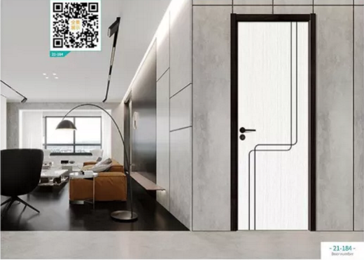 廠價(jià)新款鑫順來21-184掃碼叉色條木門,掃二維碼看裝修風(fēng)格