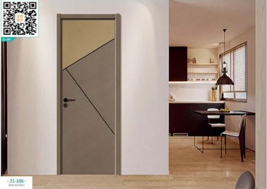 廠價(jià)新款鑫順來21-186掃碼輕奢拼貼鑲金屬條木門,掃二維碼看裝修風(fēng)格