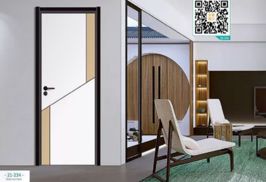 廠價(jià)新款鑫順來21-234掃碼叉色木門，掃二維碼看裝修風(fēng)格