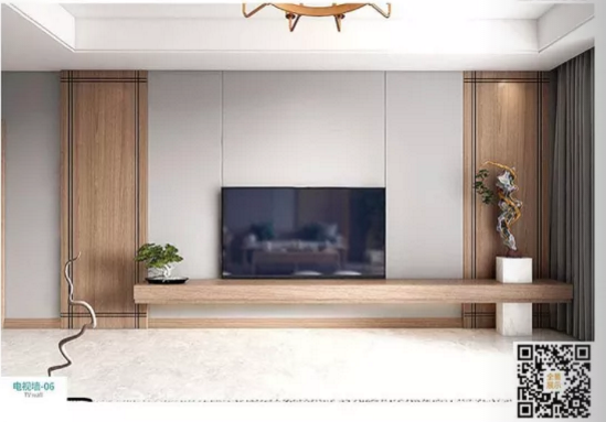 廠價新款鑫順來DQ-06掃碼輕奢電視墻，掃二維碼看裝修風格
