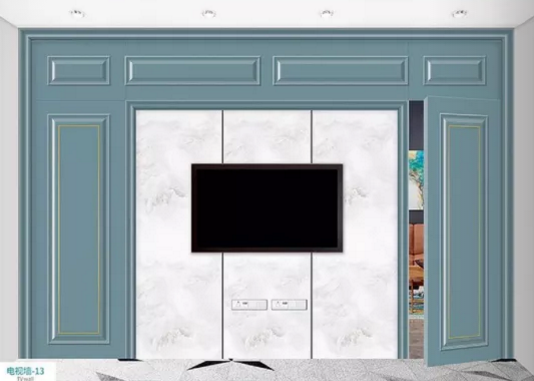 廠價新款鑫順來DQ-13掃碼地中海式電視墻,掃二維碼看裝修風格
